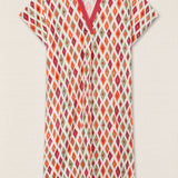 Vestido Cuello V Rombos Naranja