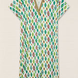 Vestido Cuello V Rombos Verde