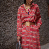 Vestido Camisero Rombos Naranja