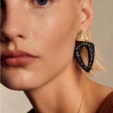Carved Black Resin Earrings