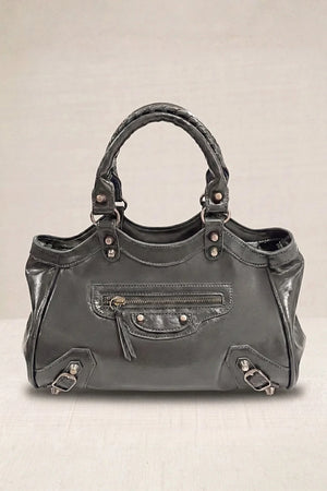 Grey Studded City Bag