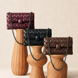 Burgundy Woven Handle Bucket Bag