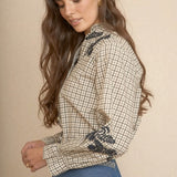Blue Boho Embroidered Blouse