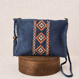 Leather Crossbody Bag with Ethnic Embroidery
