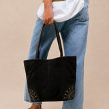 Bolso Shopper de Piel con Tachuelas Negro