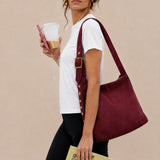 Bolso Shopper Ante con Tachuelas Burdeos