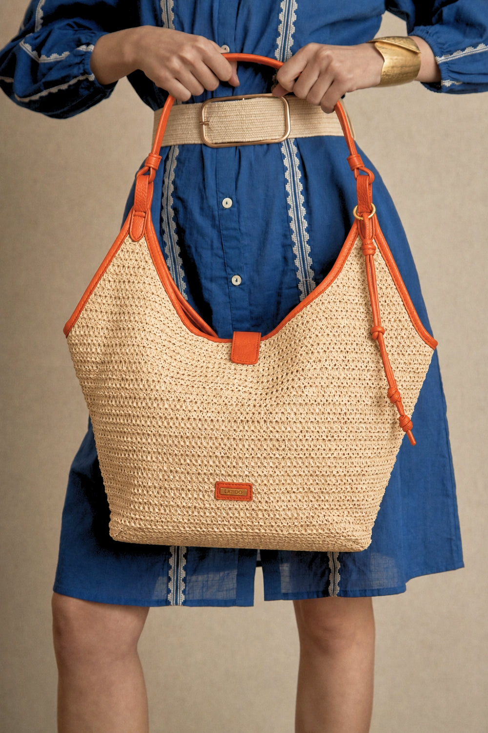 Bolso Shopper Rafia Naranja