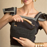 Bolso Rafia Medialuna Negro