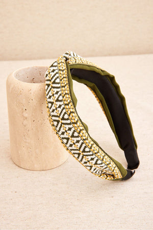 Green Knot Satin Headband