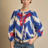 Blusa Bordada ZizZag Azul