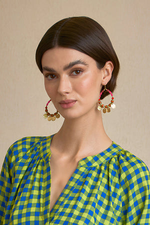 Mauve Resin Ethnic Earring