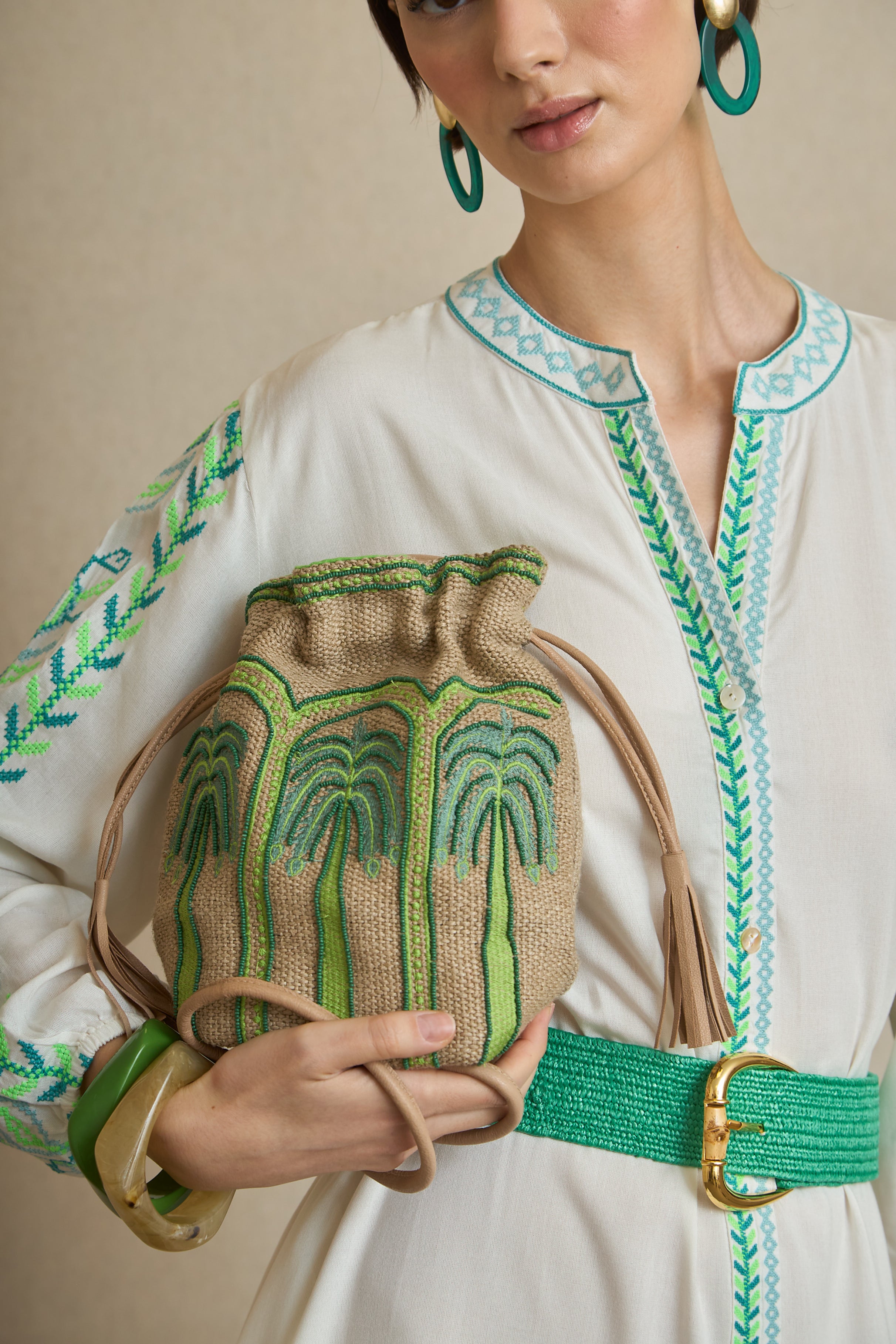 Bolso Saca Palmeras Verde