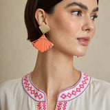 Pendientes Abanico Resina Naranja