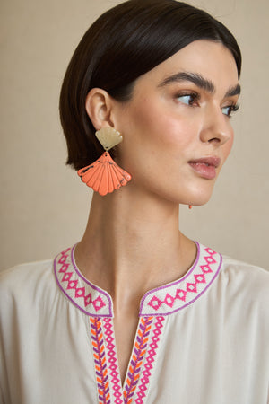 Pendientes Abanico Resina Naranja