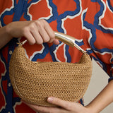 Bolso Rafia Medialuna Beige