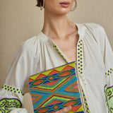 Embroidered Turquoise Boho Clutch