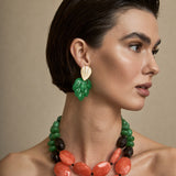 Collar Corto Doble Resinas Naranja