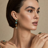 Pendientes Largos Piedra Semipreciosas Turquesa
