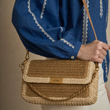 Bolso Rafia Solapa Midi Beige