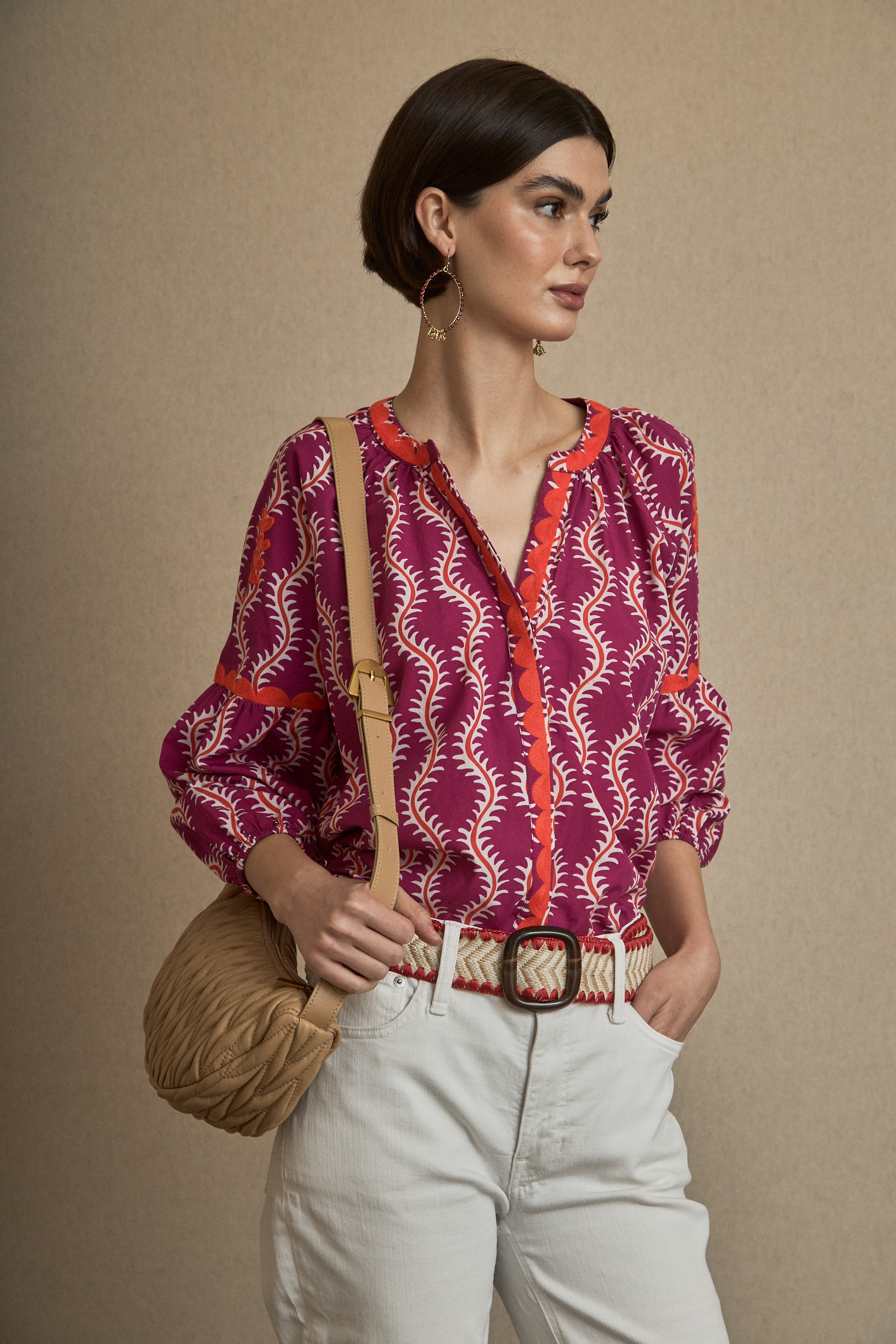 Bolso Plisado Medialuna Beige