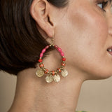 Mauve Resin Ethnic Earring