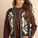 Blue Boho Embroidered Blouse