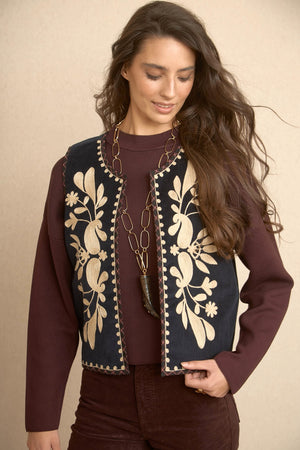 Blue Boho Embroidered Blouse