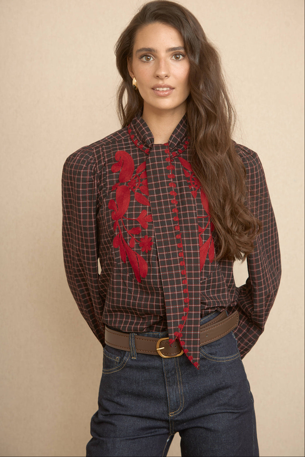 Blusa Lazo Bordada Roja