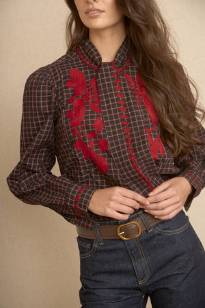 Blusa Lazo Bordada Roja