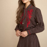 Blue Boho Embroidered Blouse