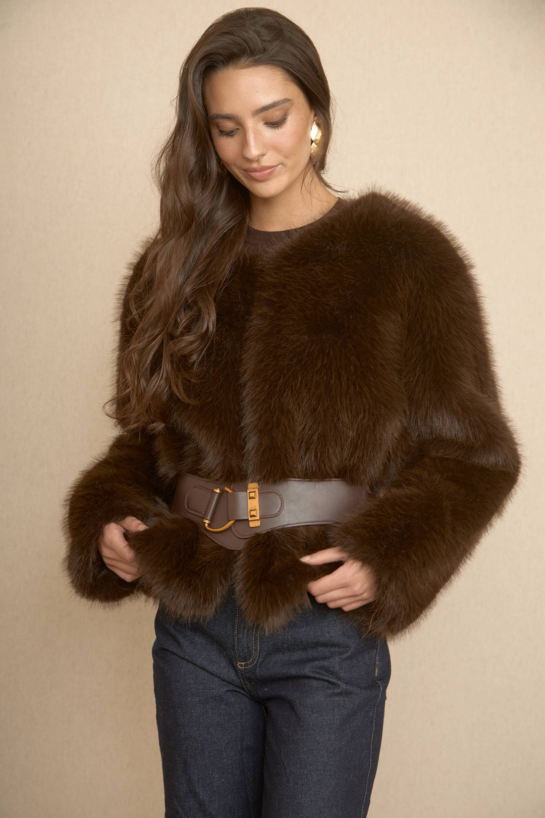 Chaqueta Maxi Pelo Chocolate