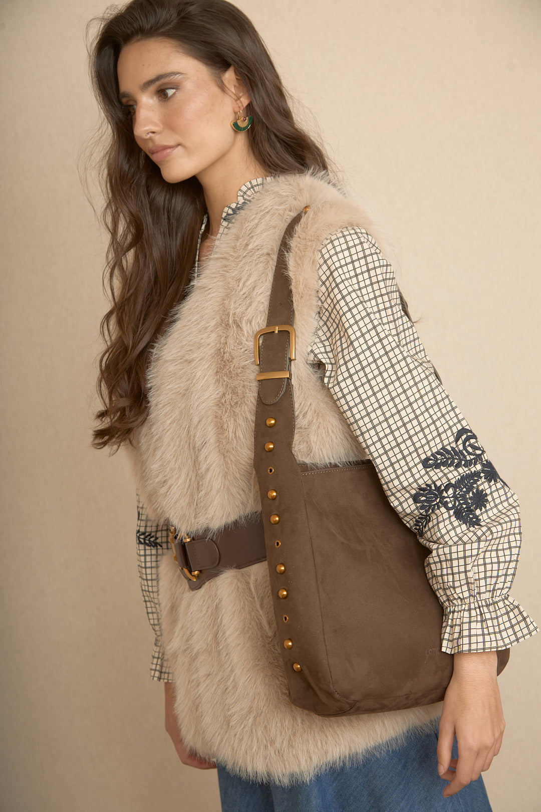 Chaleco Largo Pelo Beige