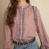 Blue Boho Embroidered Blouse