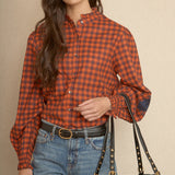 Blue Boho Embroidered Blouse