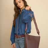 Bolso Cubo con Asa Tejida Burdeos