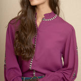 Purple Boho Embroidered Blouse