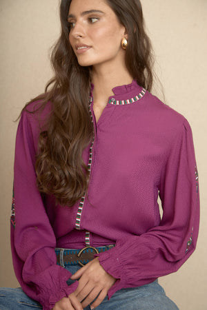 Blusa con Bordado Boho Morado