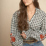 Blue Boho Embroidered Blouse